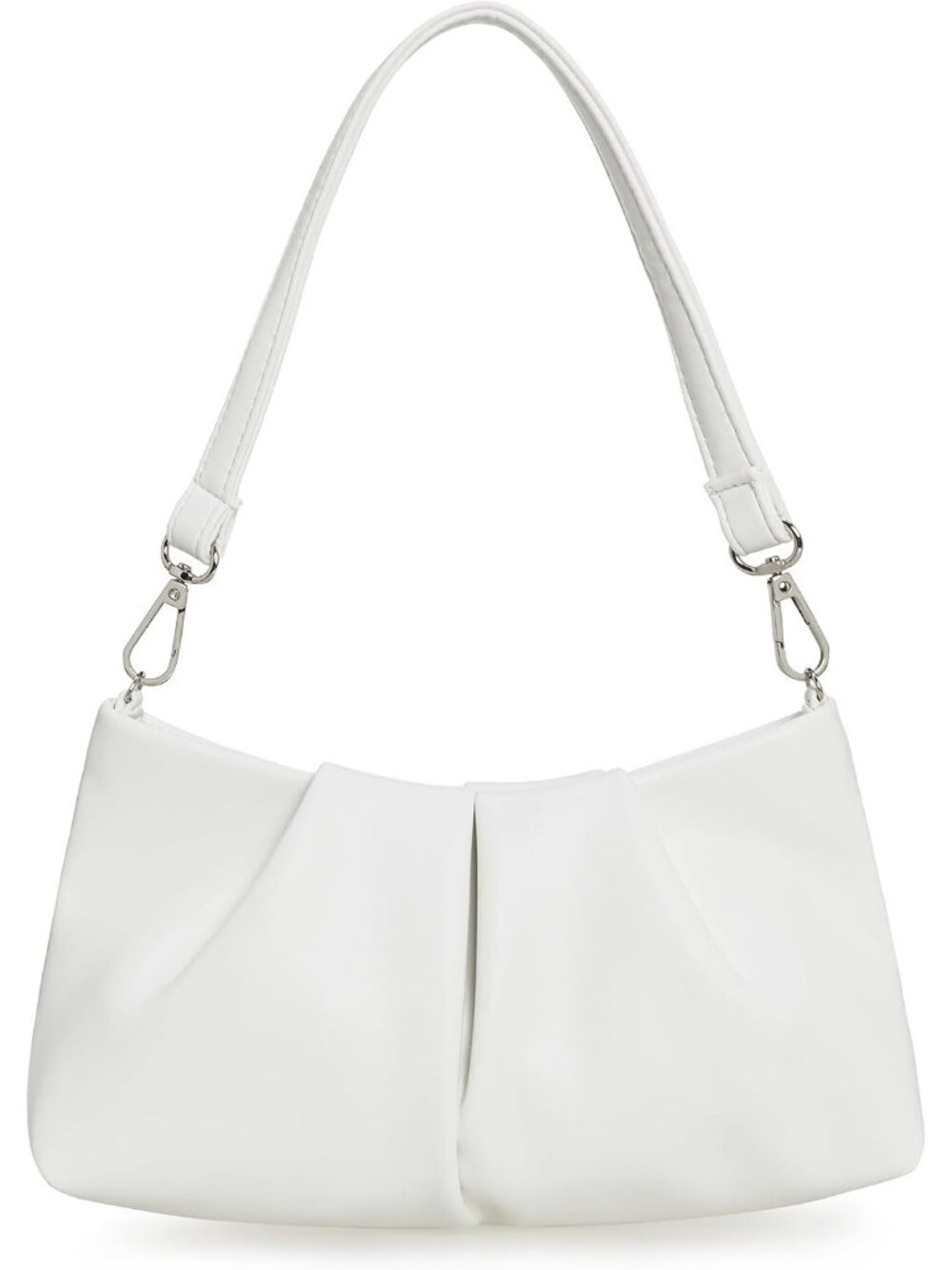 Women White Pleated Pu Clutch Purse For Dressy Formal Cocktail Handbag